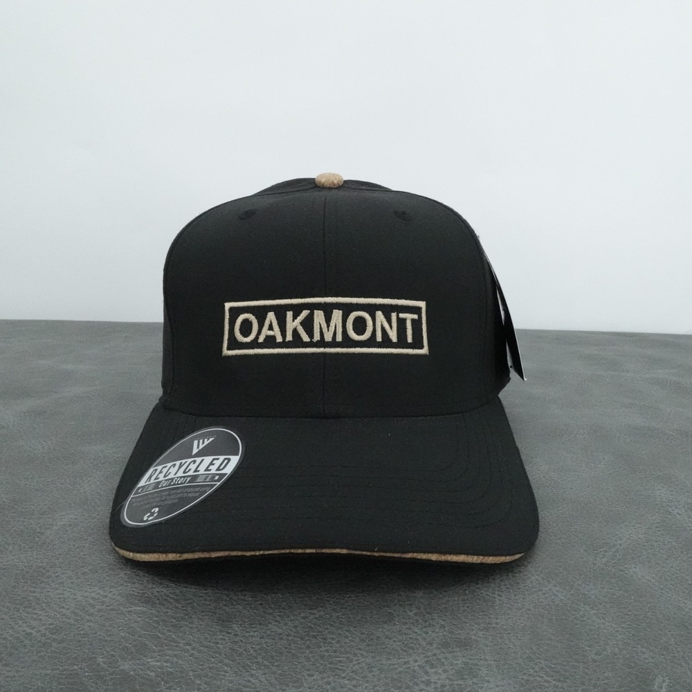 Oakmont‎ Golf Club Hat Mens Adjustable Black Embroidered Spellout Cork Button